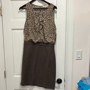LOFT Beige and Brown Patterned Blouse